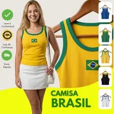 Blusa Brasil Feminina Ribana Bordada