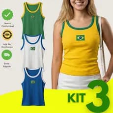 Kit 3 Blusas  Brasil Feminina Ribana Bordada