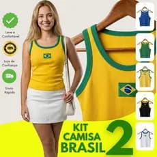 Kit 2 Blusas Feminina Brasil Ribana Bordada