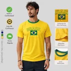 Camiseta Brasil Masculina 100% Algodão