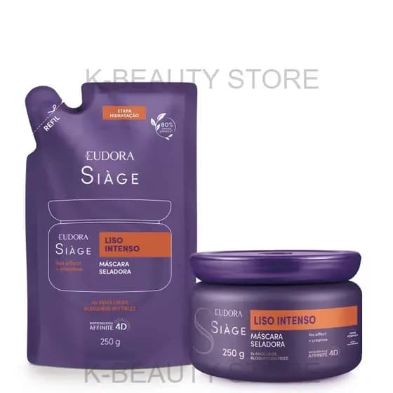 EUDORA KIT Siàge Liso Intenso: Máscara Capilar 250g + Refil Máscara Capilar 250g