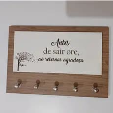 Porta Chave Parede 5 Ganchos  Decoração  mdf amadeirado