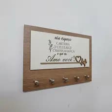 Porta Chave Parede 5 Ganchos Decoração casa mdf amadeirado Não esqueça: