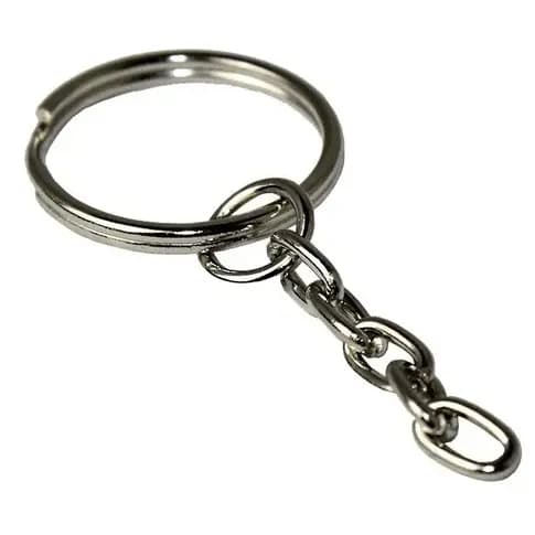 Kit 50 corrente e argola para chaveiro 23mm Cris Artesanatos