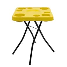 Mesinha Petisqueira Portátil Tampo Amarelo Apoio Petiscos Desmontável