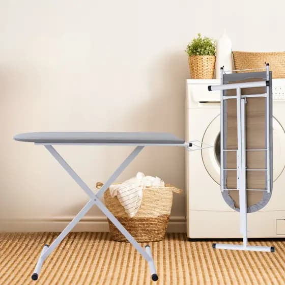 Mesa Tábua De Passar Roupa Premium Tecido Térmico Prática Porta Ferro Dobrável Com Regulagem de Altura