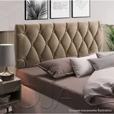 Cabeceira Painel Estofada Casal 1,60 Dobrável Cama box Queen Pari Bege