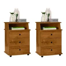 Kit Mesa de cabeceira Quarto luxo com 3 gavetas varias cores
