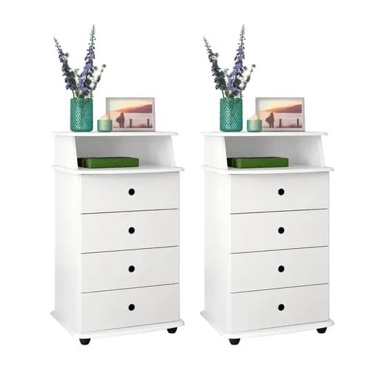 Kit Mesa de Cabeceira 4 Gavetas Quarto Luxo II EJ moveis