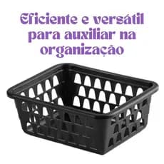 Kit 40 Cestinhas Organizadoras Cestinho Preto Pequenas Plástico 16x12x6cm