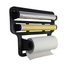 Porta Papel Toalha Triplo Suporte Preto Rolos Para Cozinha 4 em 1