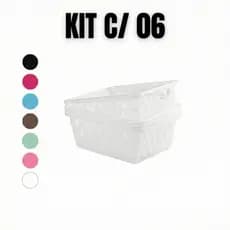 Kit C/ 6 Cesto Organizador de Plástico P/ Banheiro Armário 16x12x06