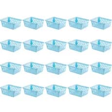 Kit 20 Cestos Organizador Multiuso Cestinho Gaveta Azul