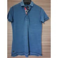 camisa polo infantil cor azul, tamanho 8 anos.