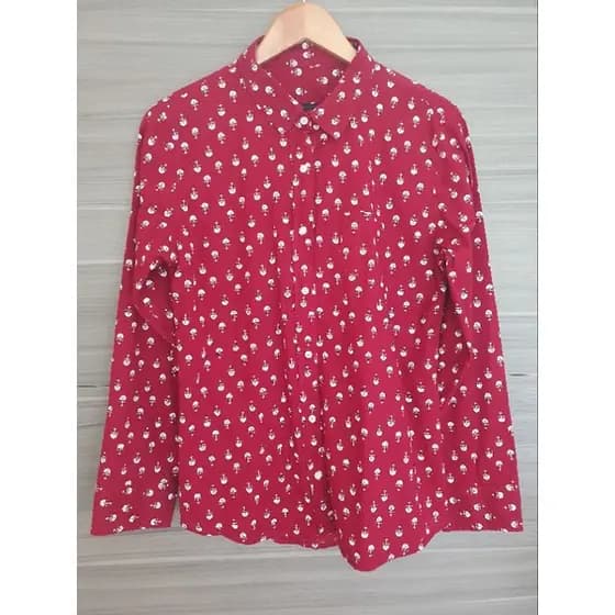 camisa de manga longa feminina vermelha, 100%algodao, Taco Tamanho M.