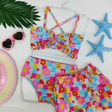Conjunto Biquini e Saia Infantil 4 6 8 10 Anos