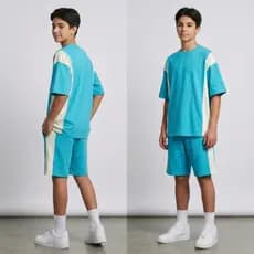 Conjunto Oversized Masculino Juvenil Algodão 10 ao 16 - Camiseta Larga Algodão e Bermuda Moletinho Verão Passeio