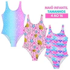 Maiô De Natação Infantil E Juvenil Menina Praia Piscina Roupa De Banho Reforçado Escolar 4 Ao 16