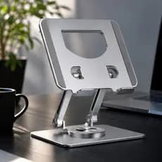 Suporte Tablet iPad Alumínio 360° Ajustável Dobrável Ergonômico Base Giratória Rotatória