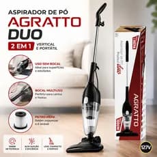Aspirador De Pó Vertical Agratto Duo 2 Em 1 Portátil Potente 1000W Para Casa Sofá Carro 127V