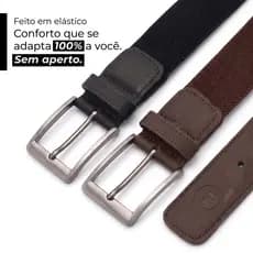 Cinto Masculino Elástico Esportivo Couro Legítimo Ajuste Perfeito Sem Aperto Premium Social Casual dia a dia