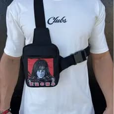 Bolsa Bag Preta Shoulder Feminino Masculino Lateral Pequena
