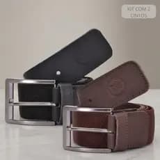 Kit 2 Cinto Masculino Elástico com Ponteira em Couro – Ajustável, Confortável e Resistente para Uso Diário