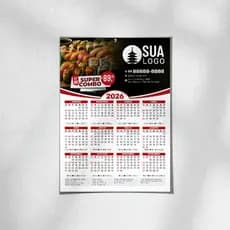 100 Und Calendário 2027 Personalizado de Parede A4 / Empresa / Brinde / Comércio / Com Furo Central