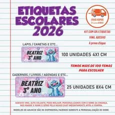 Etiqueta Escolar Kit 125+ / Personalizada / Adesiva / Diversos Temas / Promoção
