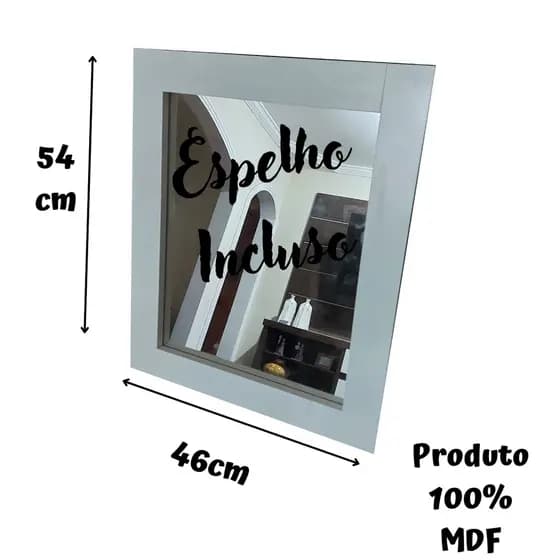 Moldura 100% MDF com espelho incluído 54 x 46cm
