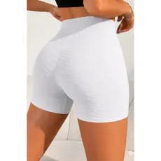 Short Feminino Academia 3D Brocado Disfarça Celulite Sem transparência Fitness branco moda fitness