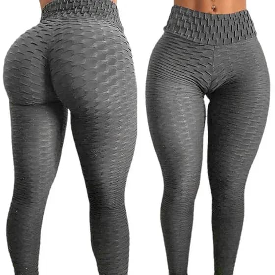 Kit 2 Calça Legging Academia Feminina Bolha Suplex de Compressão Cós Alto Empina Bumbum Fitness Suplex 3D Legue Textura