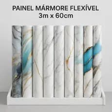 Painel Placa Flexível Efeito Mármore  3m x 60cm ao Madeira fosco 2.8m x 60cm  Revestimento de Parede Sala Cozinha Lavabo