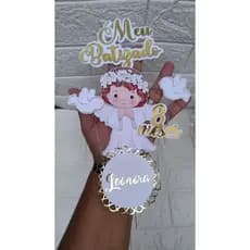 Topo de bolo Batizado Menina/ Topper batizado menina/ Batizado menina