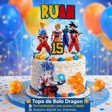 *ENVIO IMEDIATO* Topper de bolo dragon Bolo Z/ Topo de bolo Dragon Boll z/ Decoração Dragão Boll Z / Dragon Boll Z/Festa