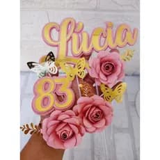 Topo de bolo flores /Topper Flores personalizadas decoração de bolo festa