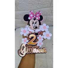 Topo de bolo Minnie rosa personalizado / TOPPER Minnie Rosa