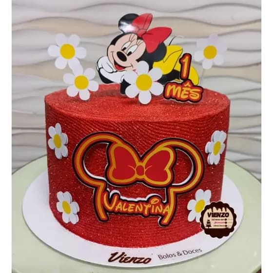 Topo de bolo Minnie Vermelha / Topper Minnie Vermelha/ topo de bolo personalizado / Decoração Minnie vermelha