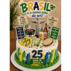 *ENVIO IMEDIATO* Topo de bolo Brasilidade/ Topper Brasilidade / Decoração Brasilidade do Brasil / Festa do Brasil