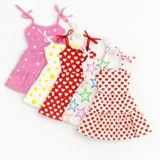 Kit 3 Vestidos Infantis Menina Estampado Alça de Amarrar Verão ENVIO CORES E ESTAMPA SORTIDAS