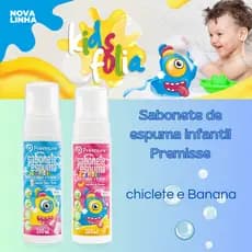 Sabonete espuma kids infantil Premisse Banana Chiclete Frutti frutti