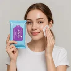 Lenço demaquilante umedecido remove maquiagem com vitamina - Pacote com 64un ou 320un