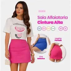 Saia Alfaiataria Feminina Cintura Alta Saia Verão Mini Saia Meia Coxa Moda Verão Blogueirinha Saia Rosa Azul Verde