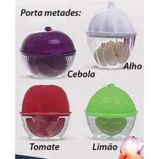 Kit  Porta Metades Cozinha Alho + Cebola + Limão + Tomate - higiene e organização na sua geladeira