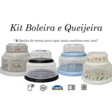 Kit boleira + queijera - plástico com alças fechamento em rosca várias estampas - qualidade Plasútil