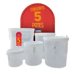 Kit De 5 Potes Grandes = 7,6L + 4,5L + 3,2L + 1,8L + 720 ml - qualidade Plasútil