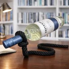 Suporte Decorativo Garrafa Vinho Estilo Flutuante Em Corda