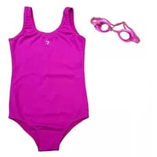 Kit Maiô + Óculos De Natação - Infantil - SETE TRI - Rosa, Preto ou Azul - Tam 4 a 16 anos
