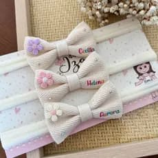 Laço para bebê com nome - Laço personalizado com nome para bebês - Faixinha para bebê com nome