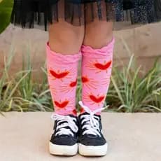 Meia 3/4 infantil para bebês , Meia infantil para bebês, Meia infantil para meninas de coração